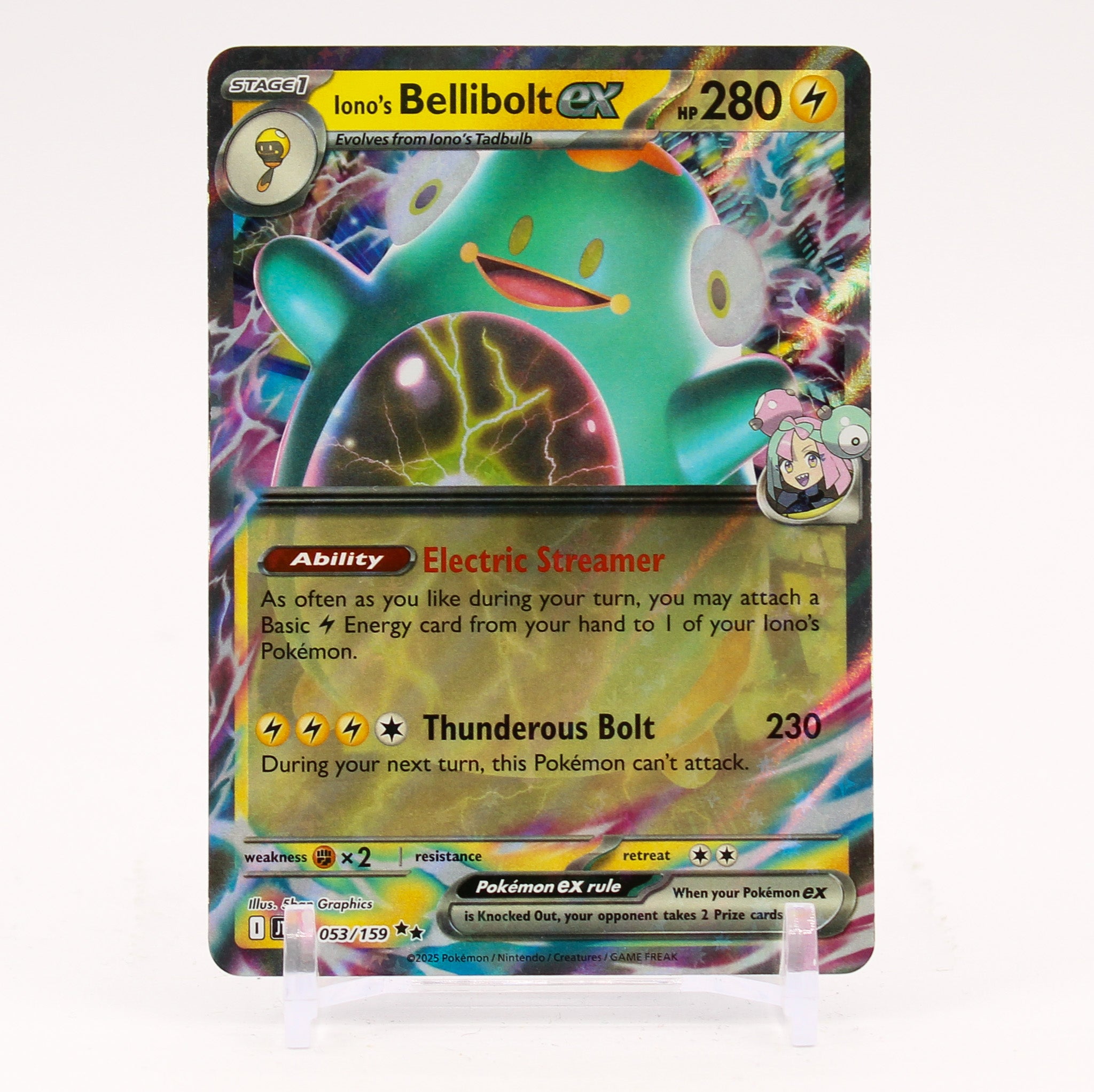 Iono's Bellibolt ex - 053/159 Journey Together Ultra Rare Pokemon - NM Key Items Collectibles Iono's Bellibolt ex - 053/159 Journey Together Ultra Rare Pokemon - NM Key Items Collectibles