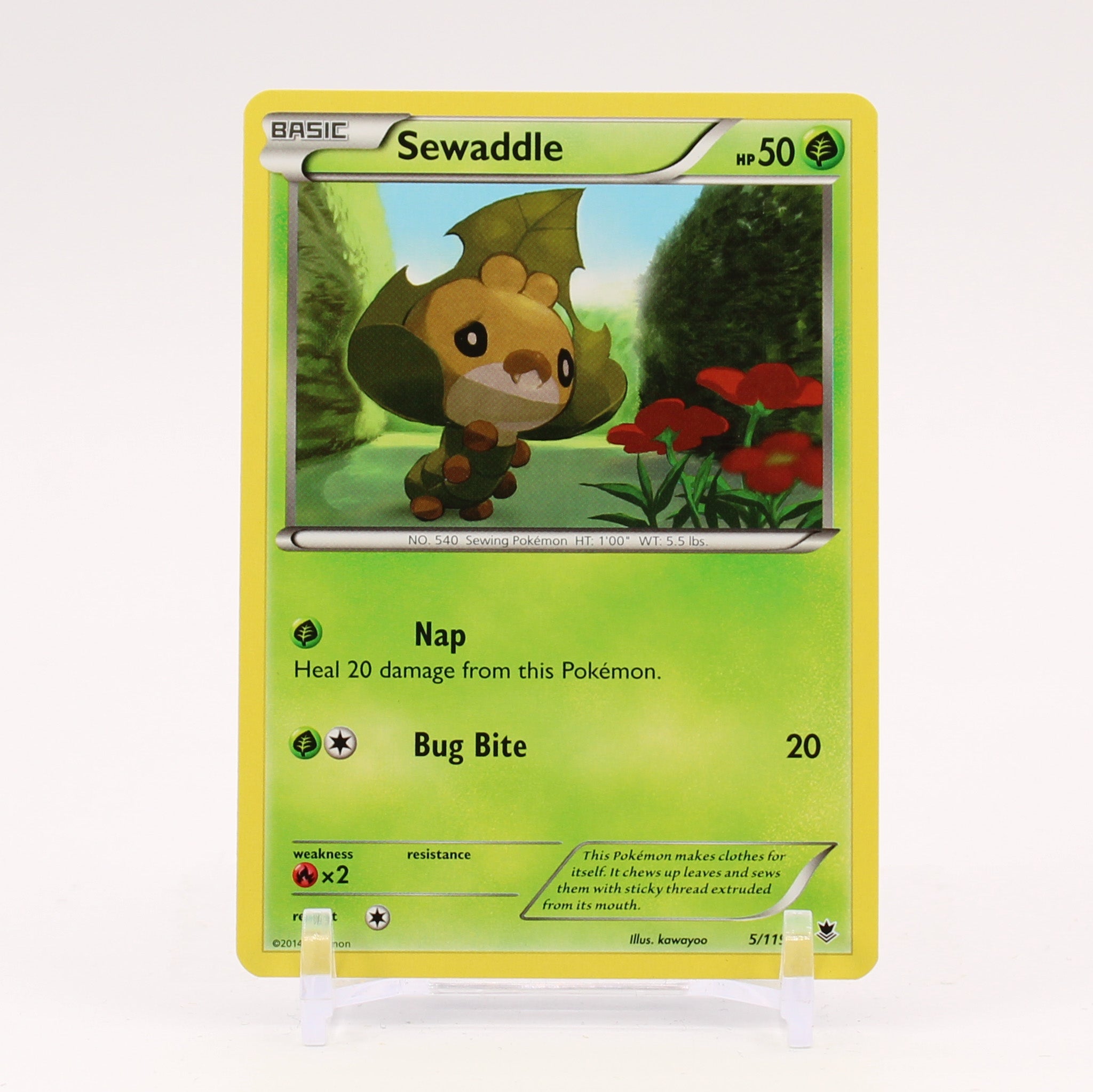pokemon sewaddle card Sewaddle 005/119 - XY Phantom Forces Reverse Holofoil
