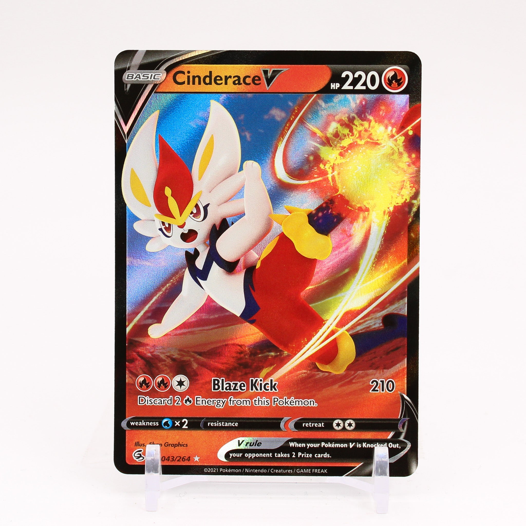 Cinderace V - 043/264 Fusion Strike Ultra Rare Pokemon - NM/MINT Key Items Collectibles Cinderace V - 043/264 Fusion Strike Ultra Rare Pokemon - NM/MINT Key Items Collectibles
