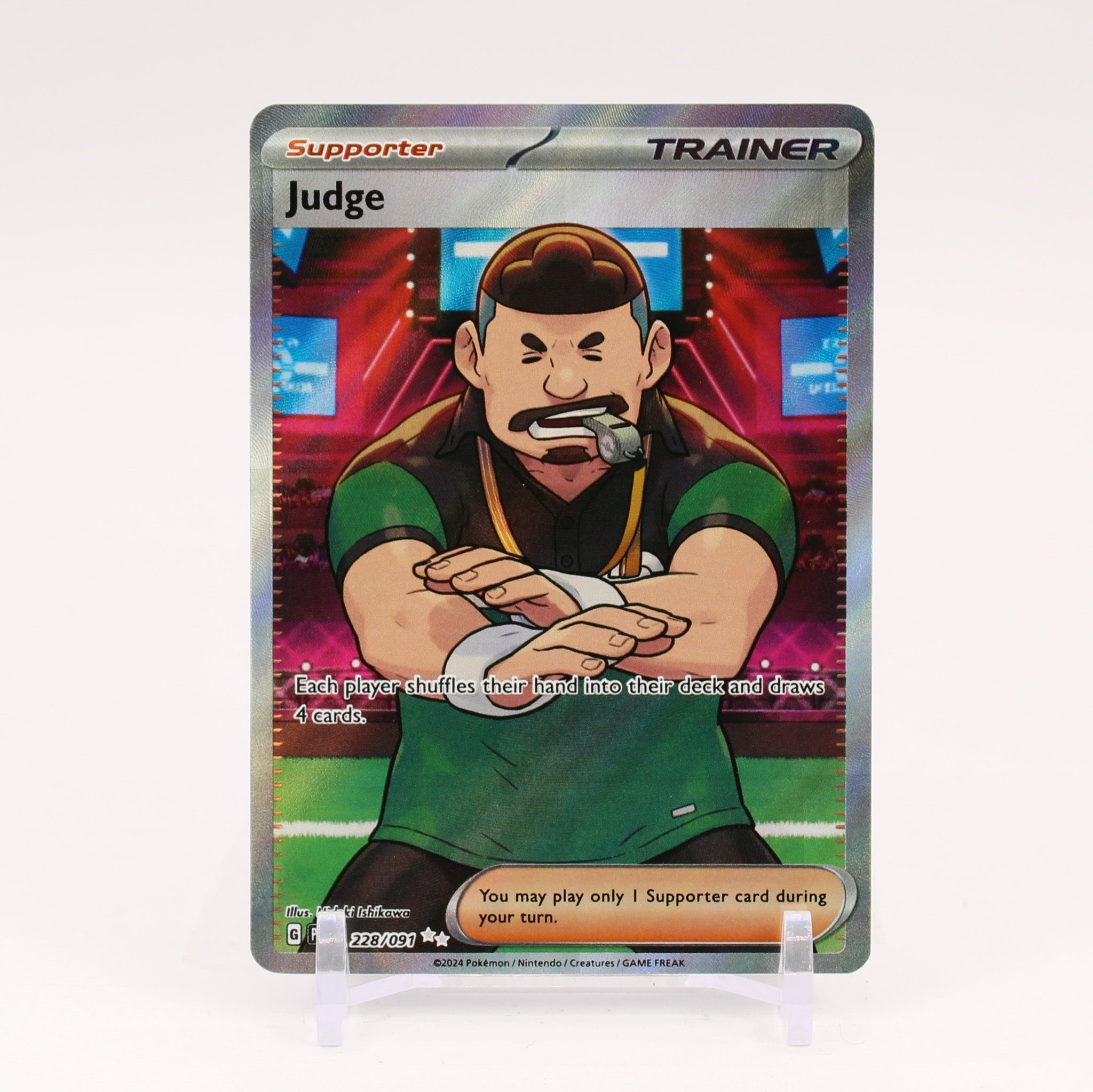 judge pokemon card full art Pokemon Trading Card Game Paldean Fates Secret Rare Judge #228