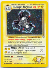 Load image into Gallery viewer, Lt. Surge's Magneton - 8/132 Gym Heroes Unlimited Holo SWIRL Pokemon - NM/LP