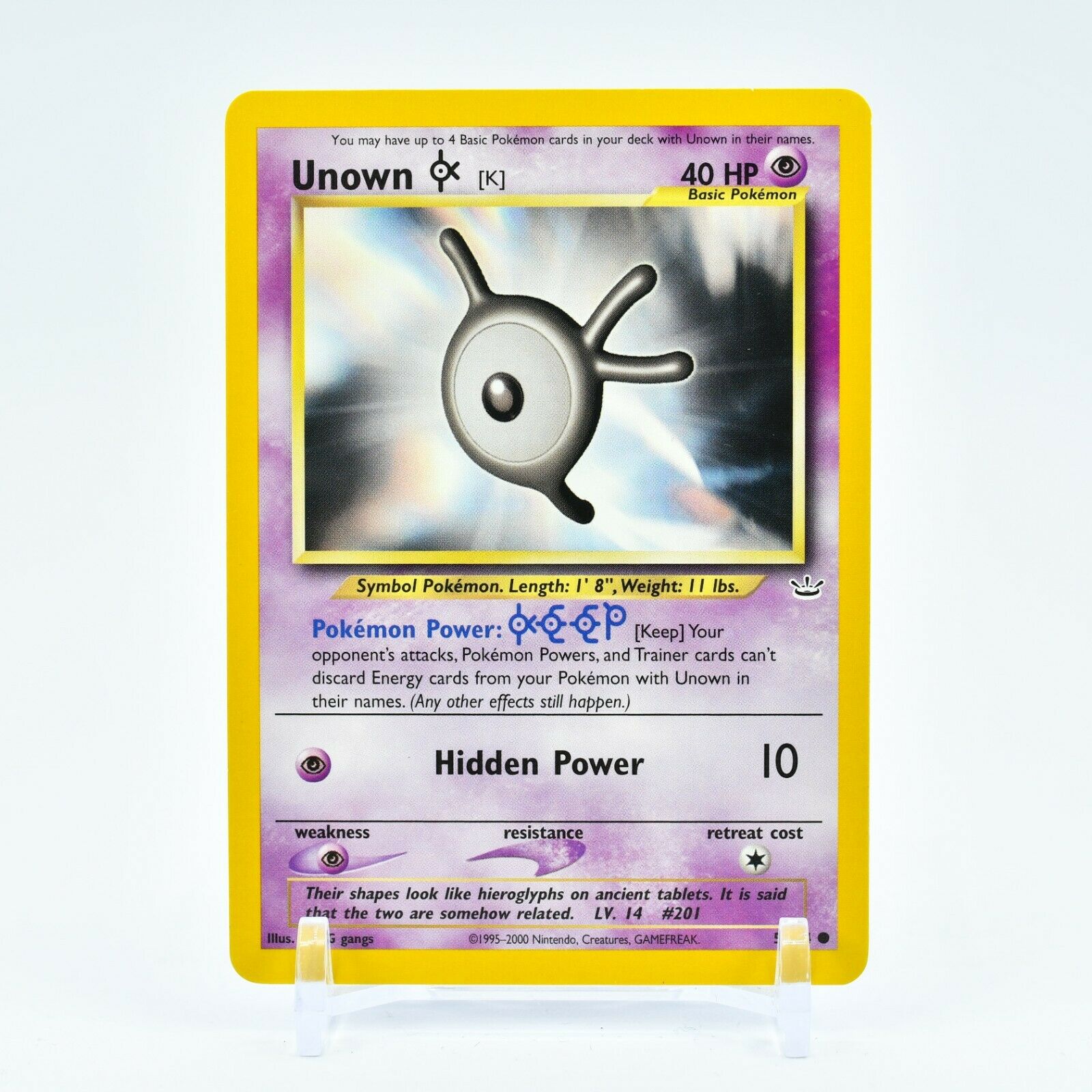 unown pokemon card 1995 Unown K - 58/64 Neo Revelation Unlimited Common Pokemon