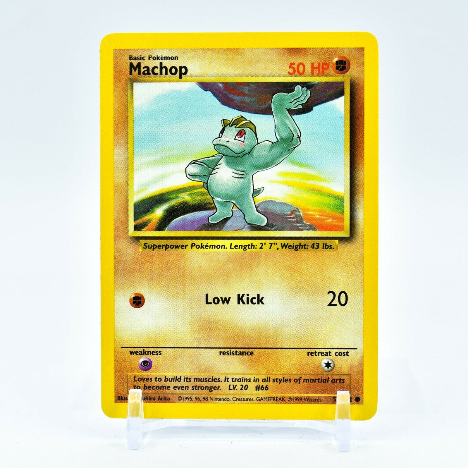 Machop - 52/102 Base Set Unlimited Common Pokemon - NM Key Items Collectibles Machop - 52/102 Base Set Unlimited Common Pokemon - NM Key Items Collectibles