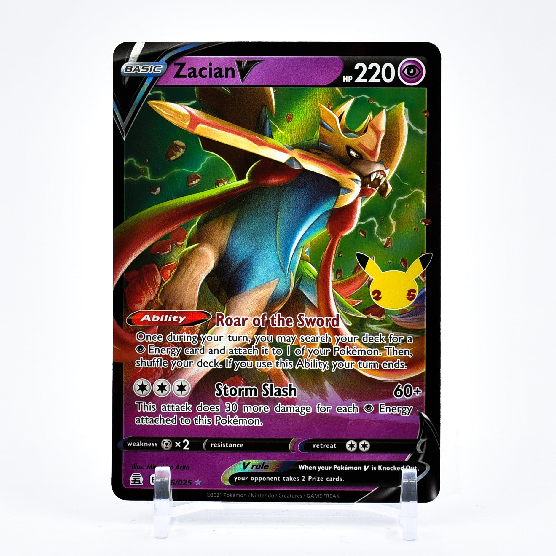 Zacian V - 016/025 Celebrations 25th Anniversary Holo Rare Pokemon - N Key Items Collectibles Zacian V - 016/025 Celebrations 25th Anniversary Holo Rare Pokemon - N Key Items Collectibles