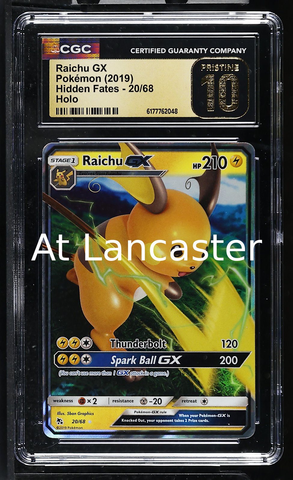 Raichu Gx - 20/68 CGC 10 Hidden Fates Holo Pokemon (Lanc)