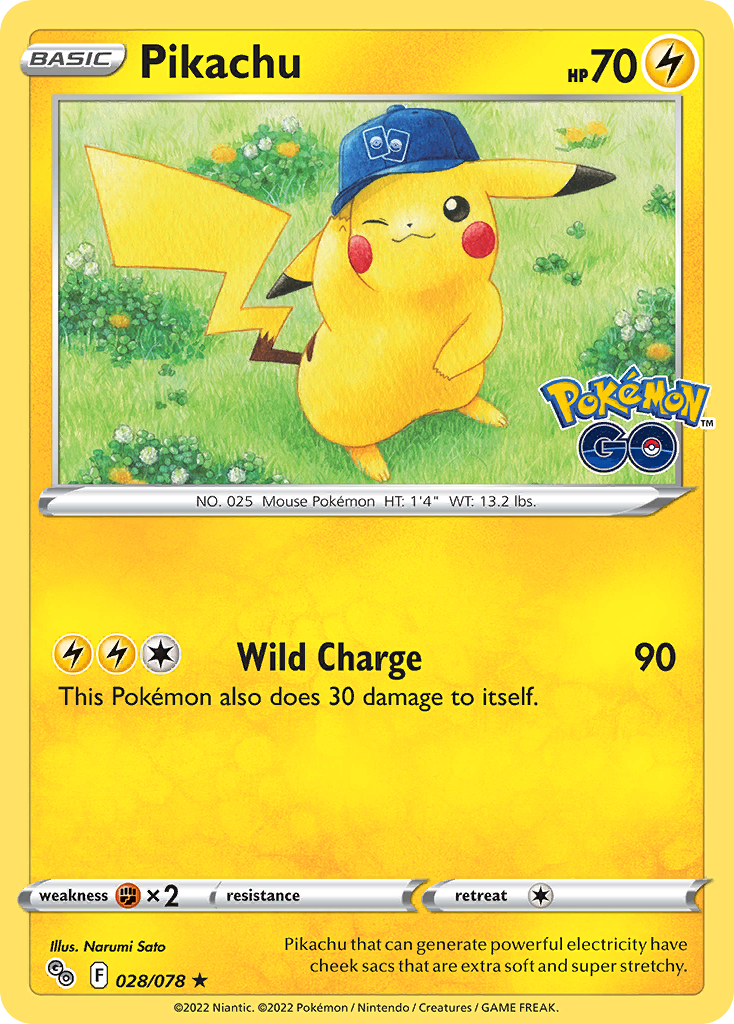 Pikachu - 028/078 Pokemon GO Rare Holo Pokemon - NM