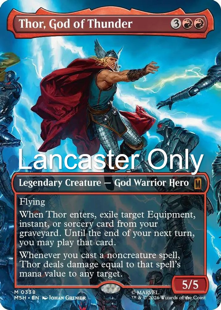 Thor, God of Thunder (Borderless) (0338) - 338 Marvel Super Heroes Mythic Magic: The Gathering - NM (Lanc)