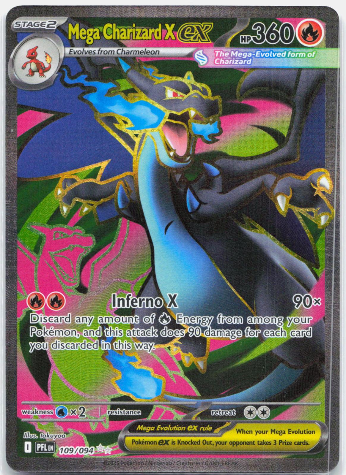 Mega Charizard X ex - 109/094 Phantasmal Flames Full Art Pokemon - NM