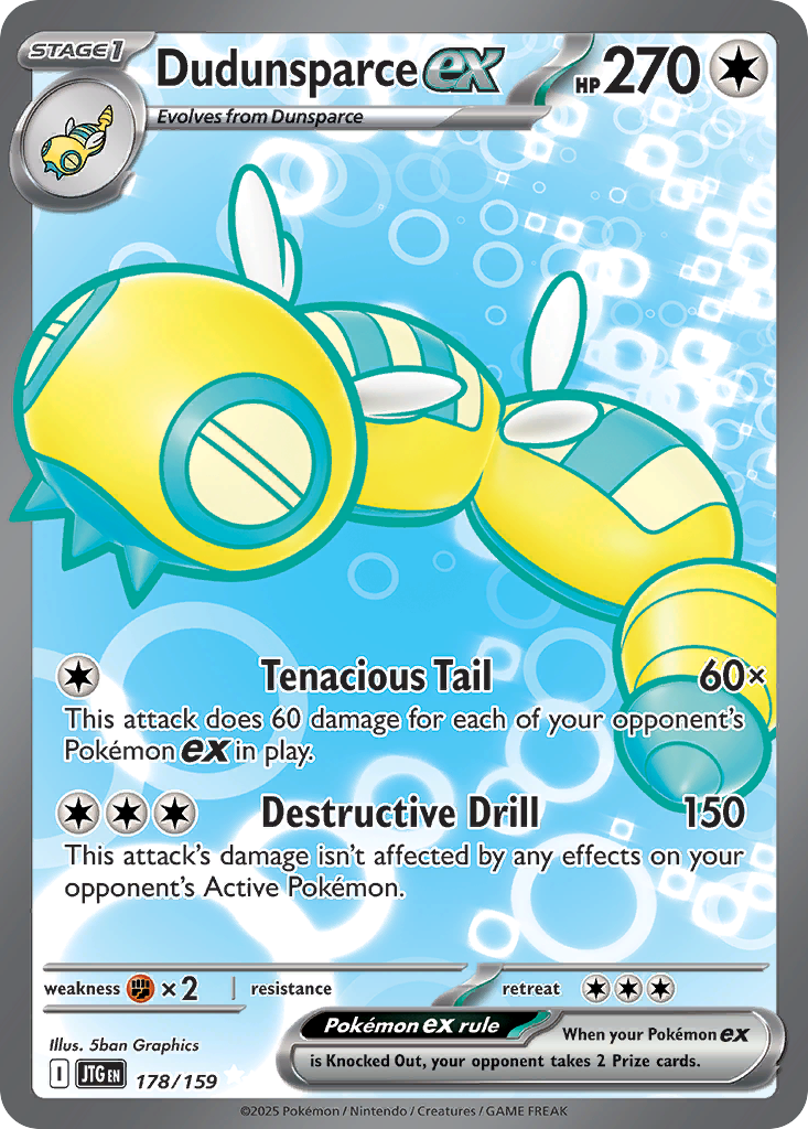 Dudunsparce ex - 178/159 Journey Together Ultra Rare Holo Pokemon - NM