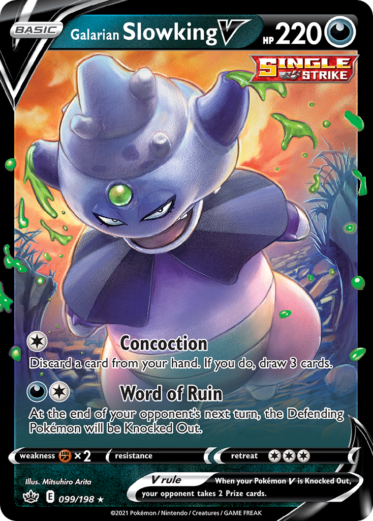 Galarian Slowking V - 099/198 Chilling Reign V Rare Holo Pokemon - NM