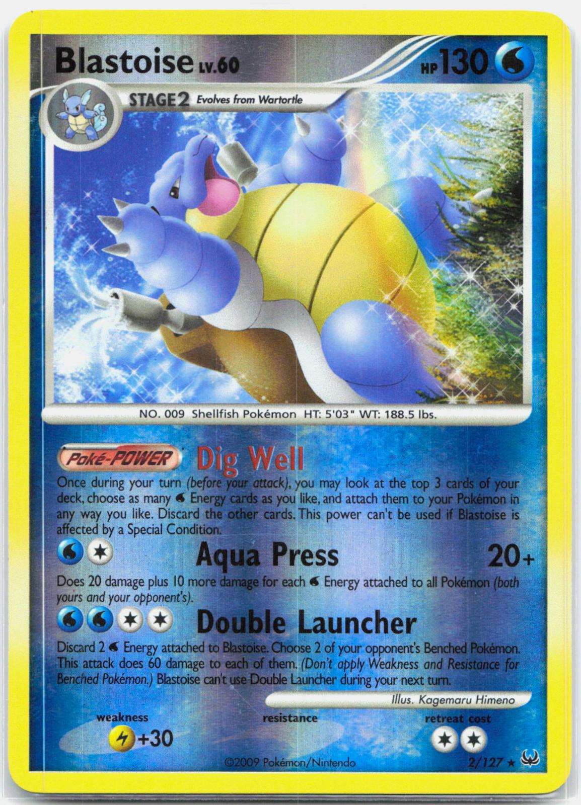 Blastoise - 2/127 Platinum Reverse Holo Rare Pokemon - LP