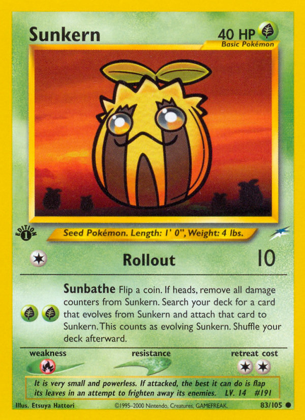 Sunkern - 83/105 Neo Destiny Common Unlimited Pokemon - NM