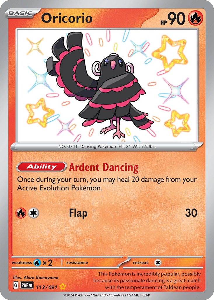Oricorio - 113/091 Paldean Fates Shiny Rare Holo Pokemon - NM