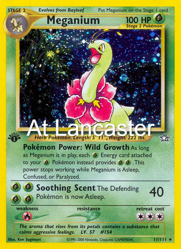 Meganium - 11/111 Neo Genesis Unlimited Holo Rare Pokemon - LP (Lanc)