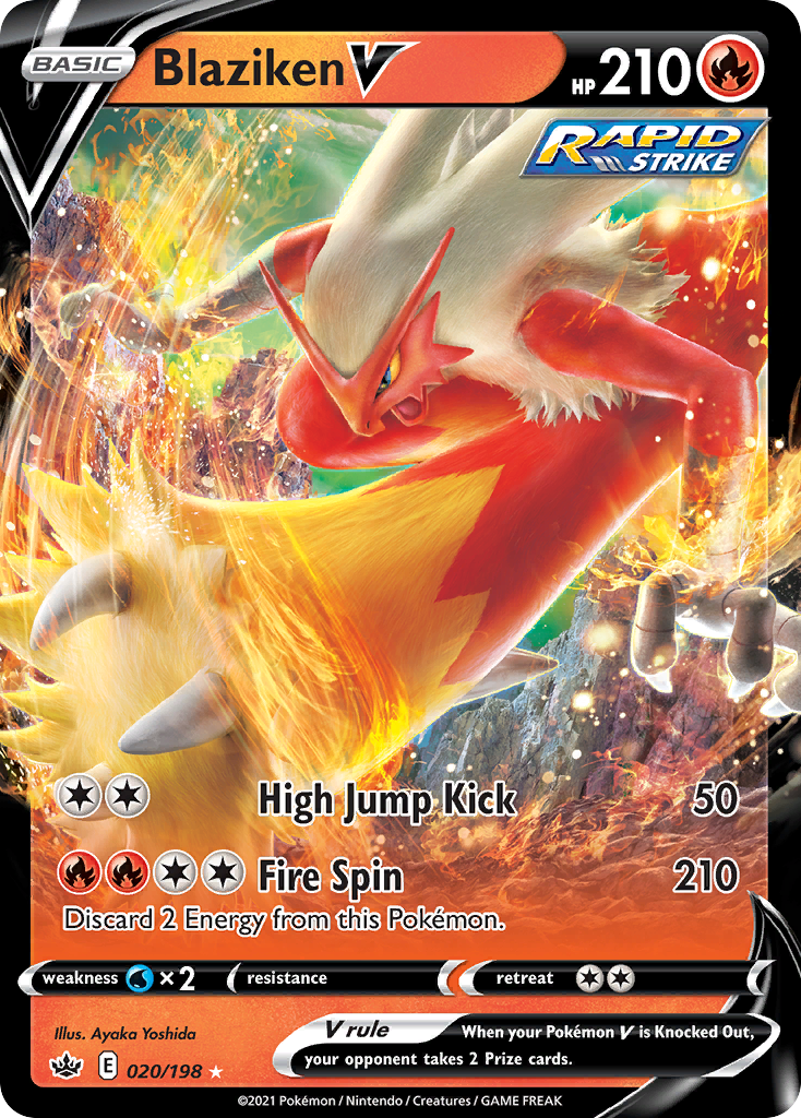 Blaziken V - 020/198 Chilling Reign V Rare Holo Pokemon - NM