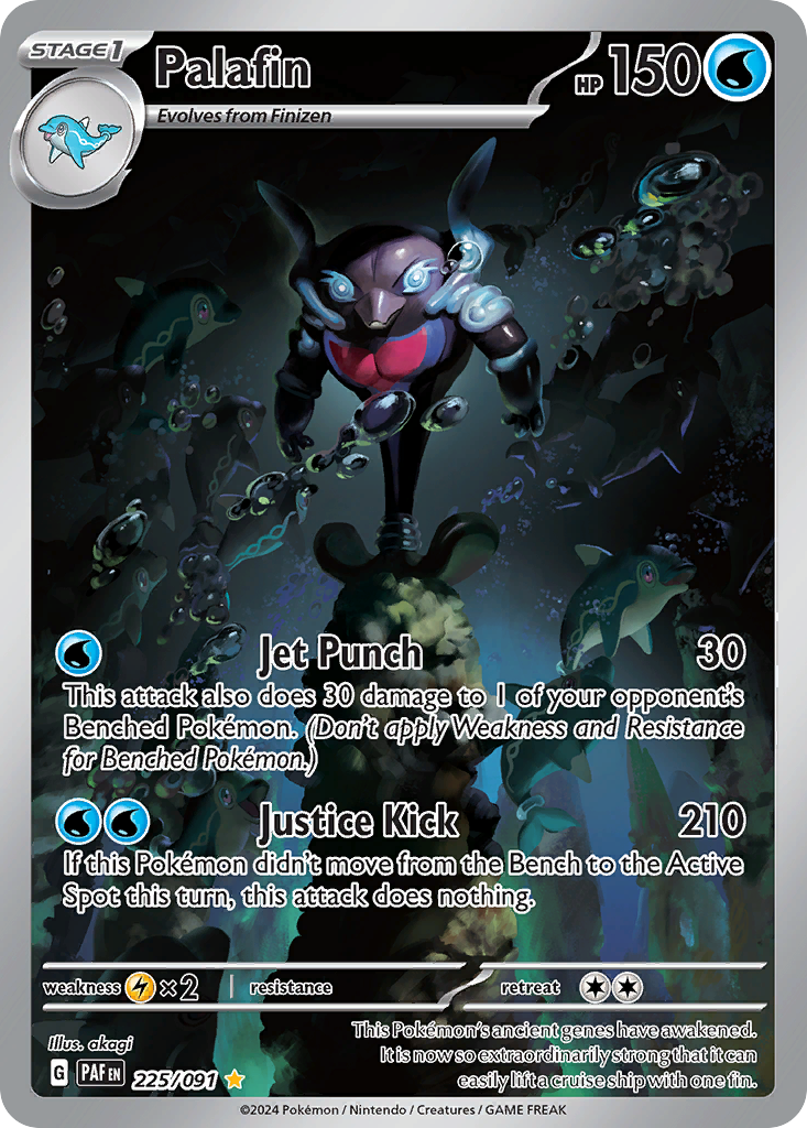 Palafin - 225/091 Paldean Fates Illustration Rare Holo Pokemon - NM