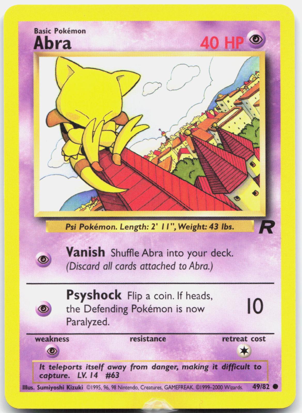 Abra - 49/82 Team Rocket Common Unlimited Pokemon - NM