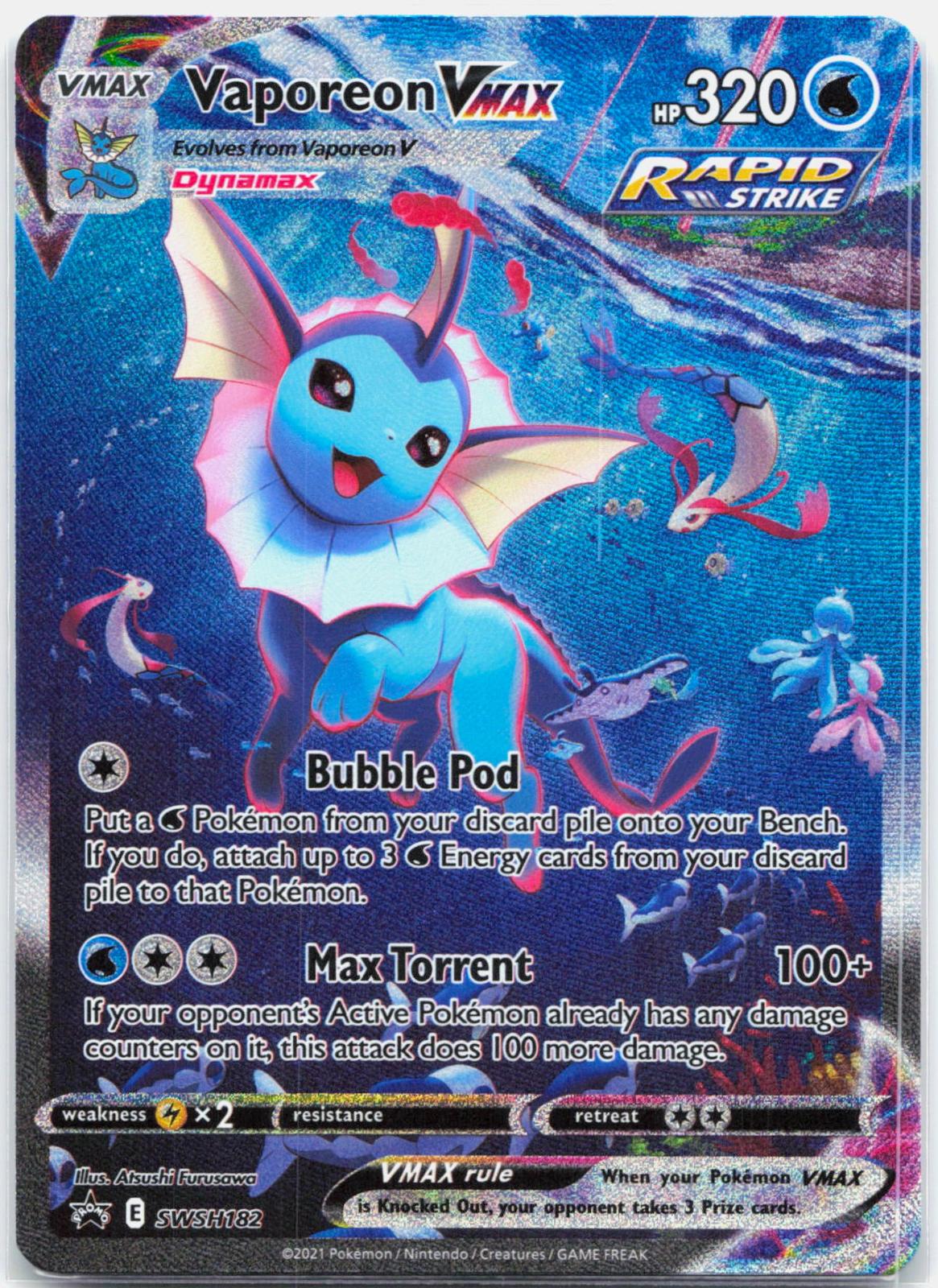 Vaporeon Vmax - SWSH182 Black Star Promo Alternate Art Pokemon - NM