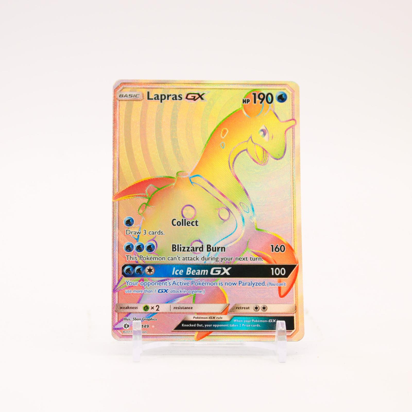 Lapras GX - 151/149 Sun & Moon Holo Rainbow Pokemon - NM/LP