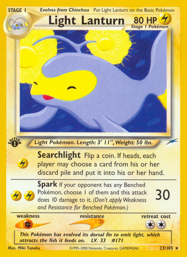Light Lanturn - 23/105 Neo Destiny Rare Unlimited Pokemon - NM