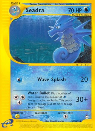 Seadra - 58/147 Aquapolis Uncommon Pokemon - NM