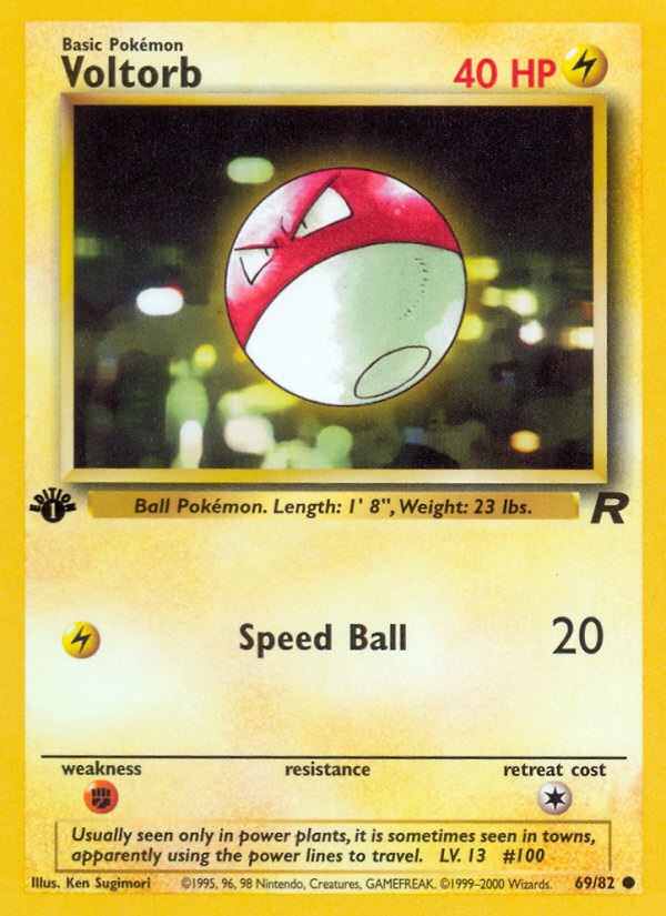 Voltorb - 69/82 Team Rocket Common 1st Edition Pokemon - NM