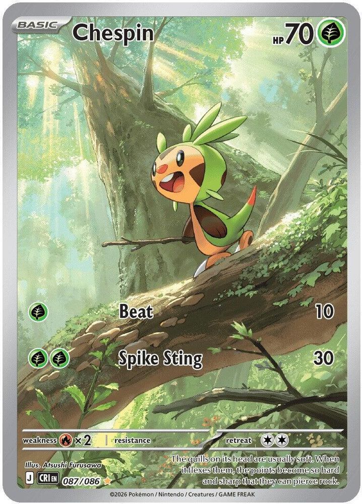 Chespin - 087/086 Chaos Rising Holo Illustration Rare Pokemon - NM
