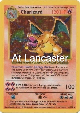 Charizard - 4/102 Base Set Unlimited Shadowless Holo Rare Pokemon - HP (Lanc)