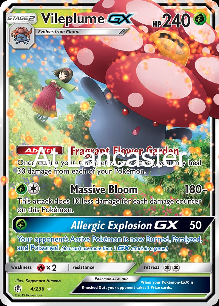 Vileplume GX - 4/236 Cosmic Eclipse GX Rare Pokemon - NM (Lanc)