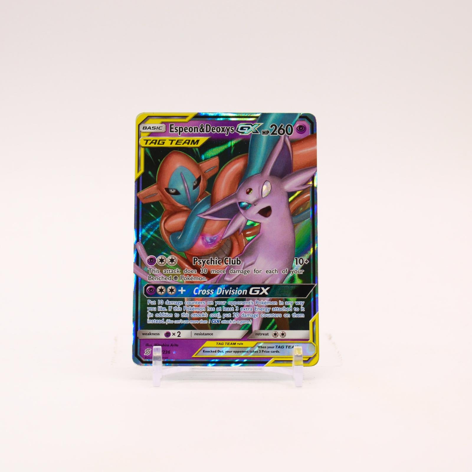 Espeon & Deoxys GX - 72/236 Unified Minds Holo Ultra Rare Pokemon - LP/MP