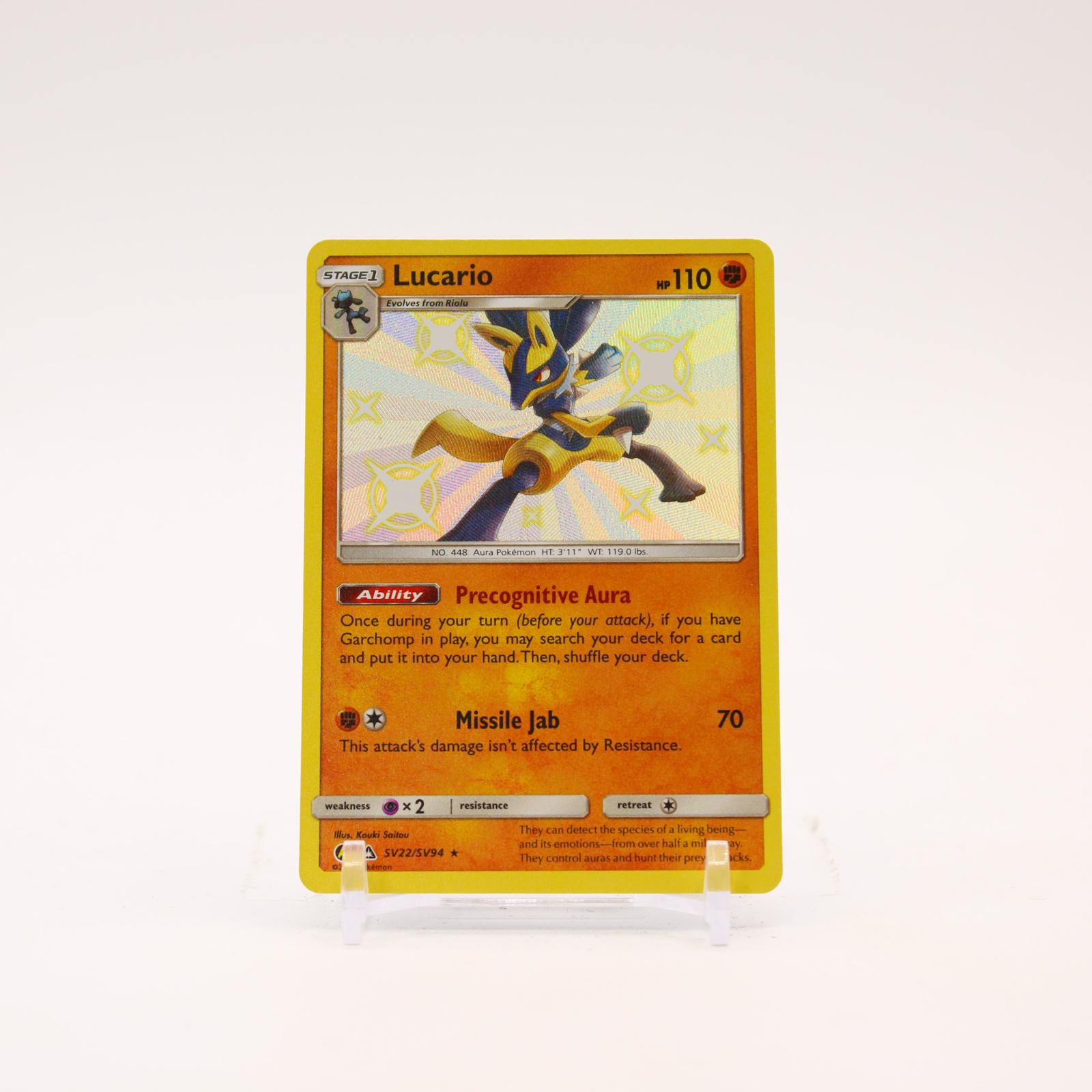 Lucario - SV22/SV94 Hidden Fates Holo Shiny Rare Pokemon - NM/MINT