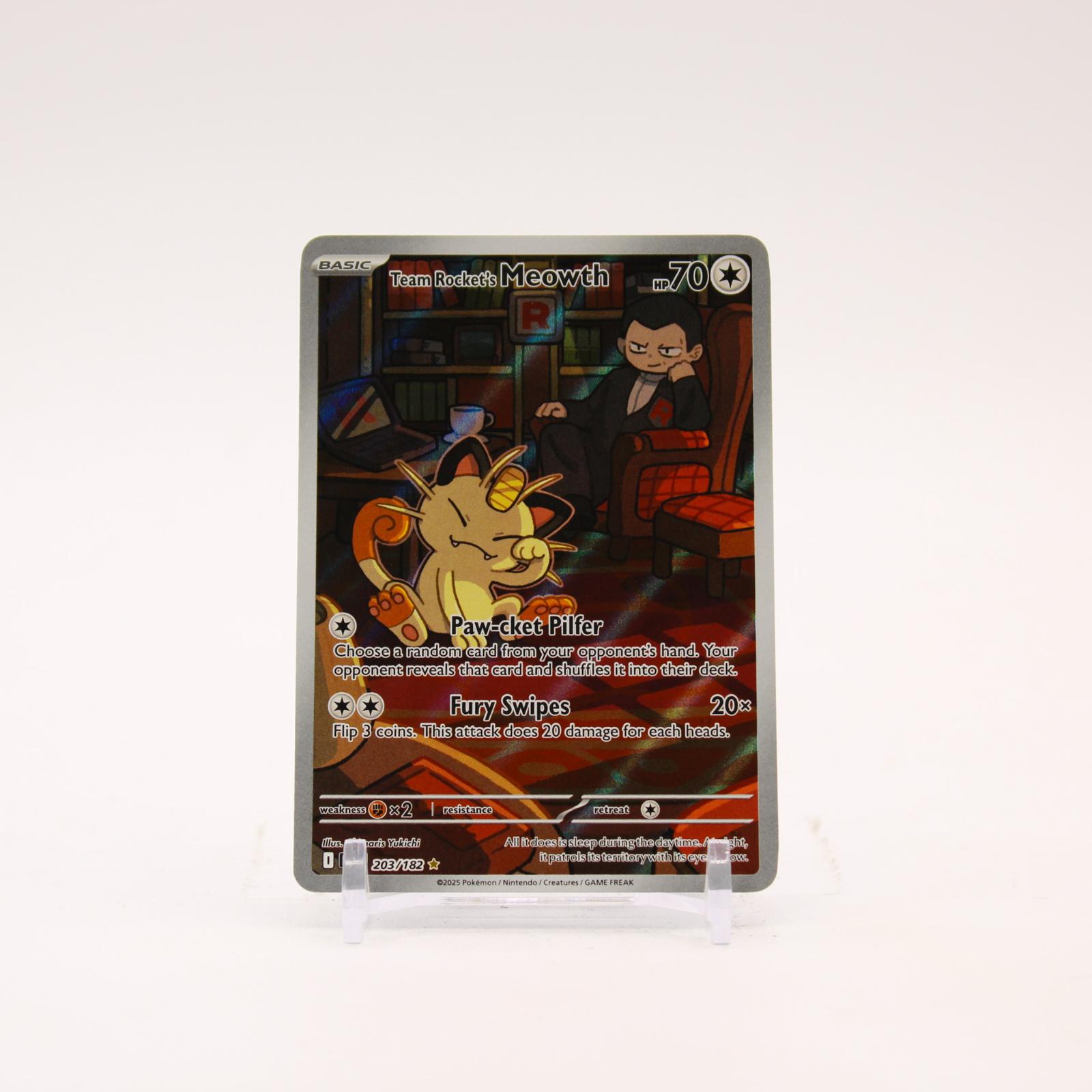 Team Rocket's Meowth - 203/182 Destined Rivals Illustration Rare Pokemon - NM