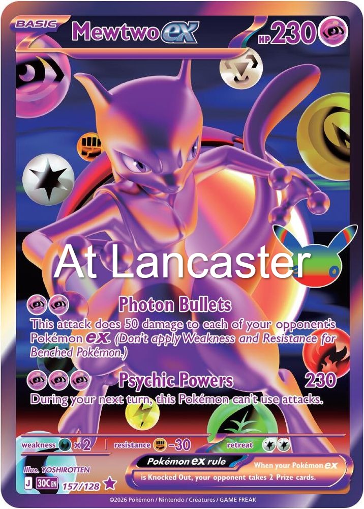 Mewtwo ex - 157/128 ME: 30th Celebration Futuristic Rare Pokemon - NM (Lanc)
