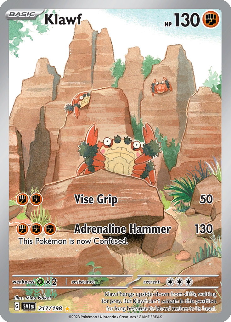 Klawf - 217/198 Scarlet & Violet Illustration Rare Holo Pokemon - NM