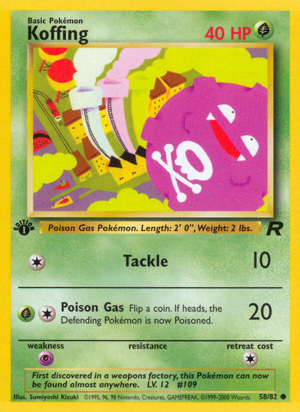 Koffing - 58/82 Team Rocket Common Unlimited Pokemon - NM