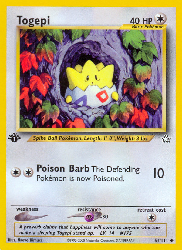 Togepi - 51/111 Neo Genesis Uncommon Unlimited Pokemon - NM