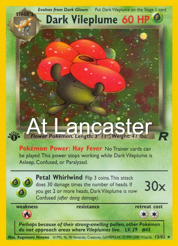 Dark Vileplume - 13/82 Team Rocket Unlimited Holo Rare Pokemon - MP (Lanc)