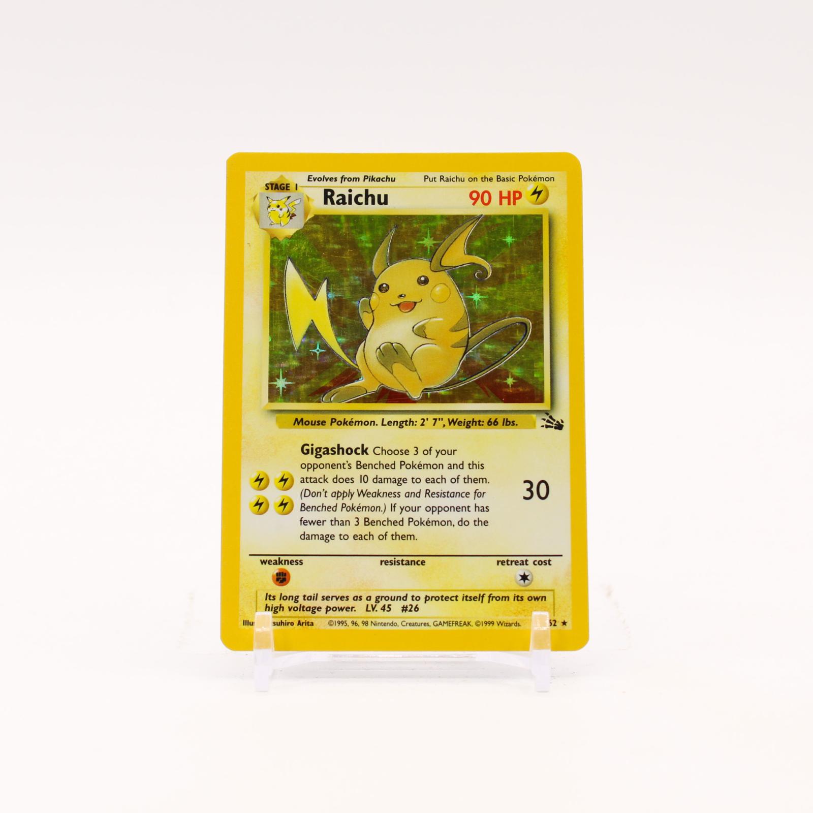 Raichu - 14/62 Fossil Unlimited Holo Rare Pokemon - MP