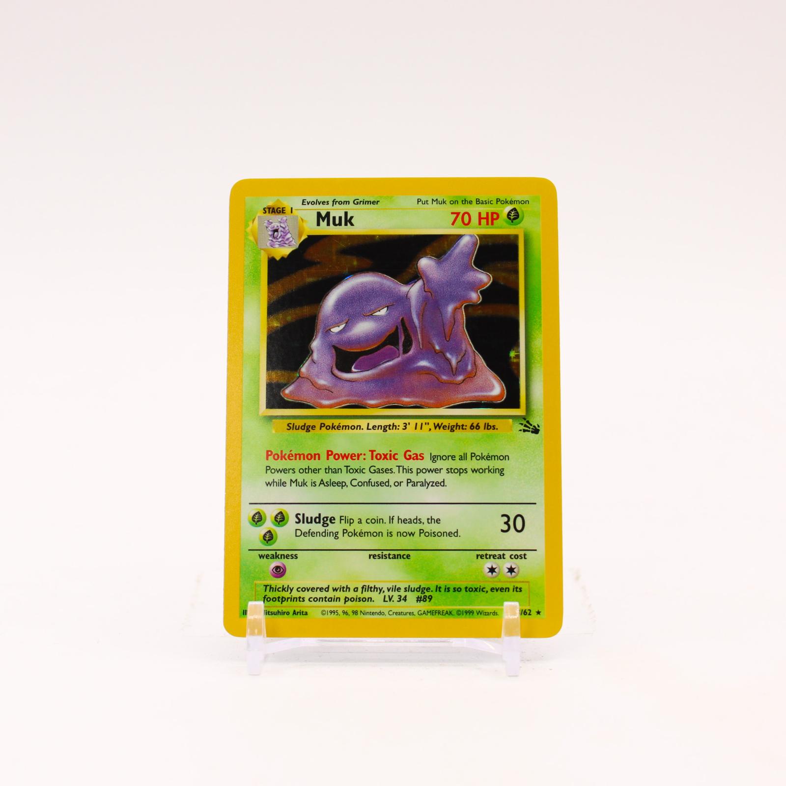 Muk - 13/62 Fossil Unlimited Holo Rare Pokemon - NM/LP