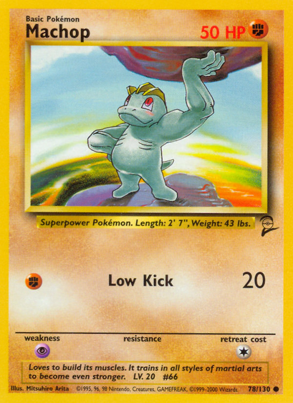 Machop - 78/130 Base Set 2 Common Pokemon - NM