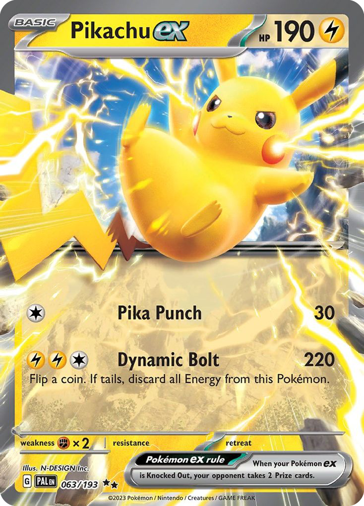 Pikachu ex - 063/193 Paldea Evolved Double Rare Holo Pokemon - NM