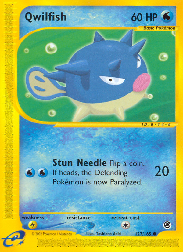 Qwilfish - 127/165 Expedition Base Set Common Pokemon - NM