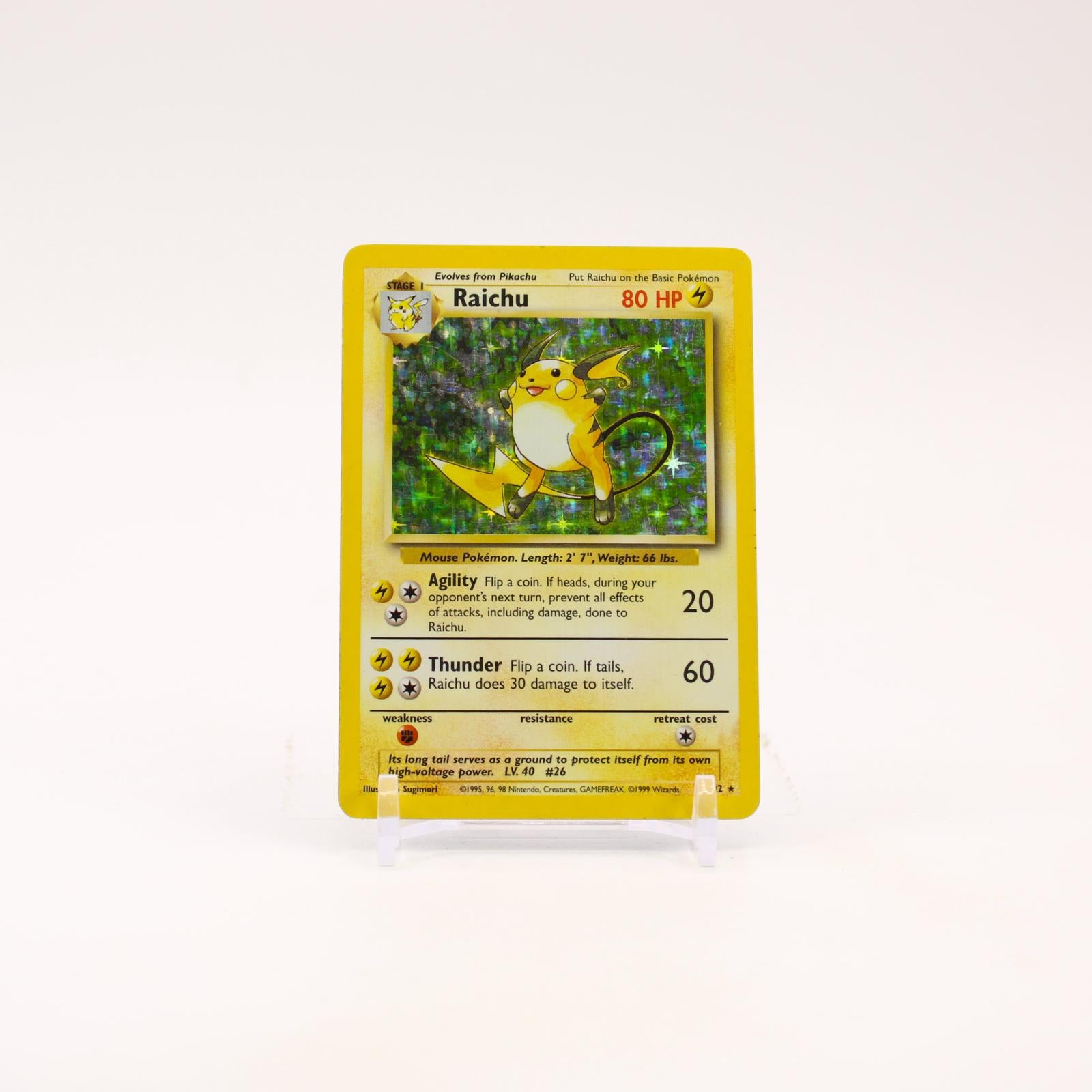 Raichu - 14/102 Base Set Unlimited Holo Rare Pokemon - MP