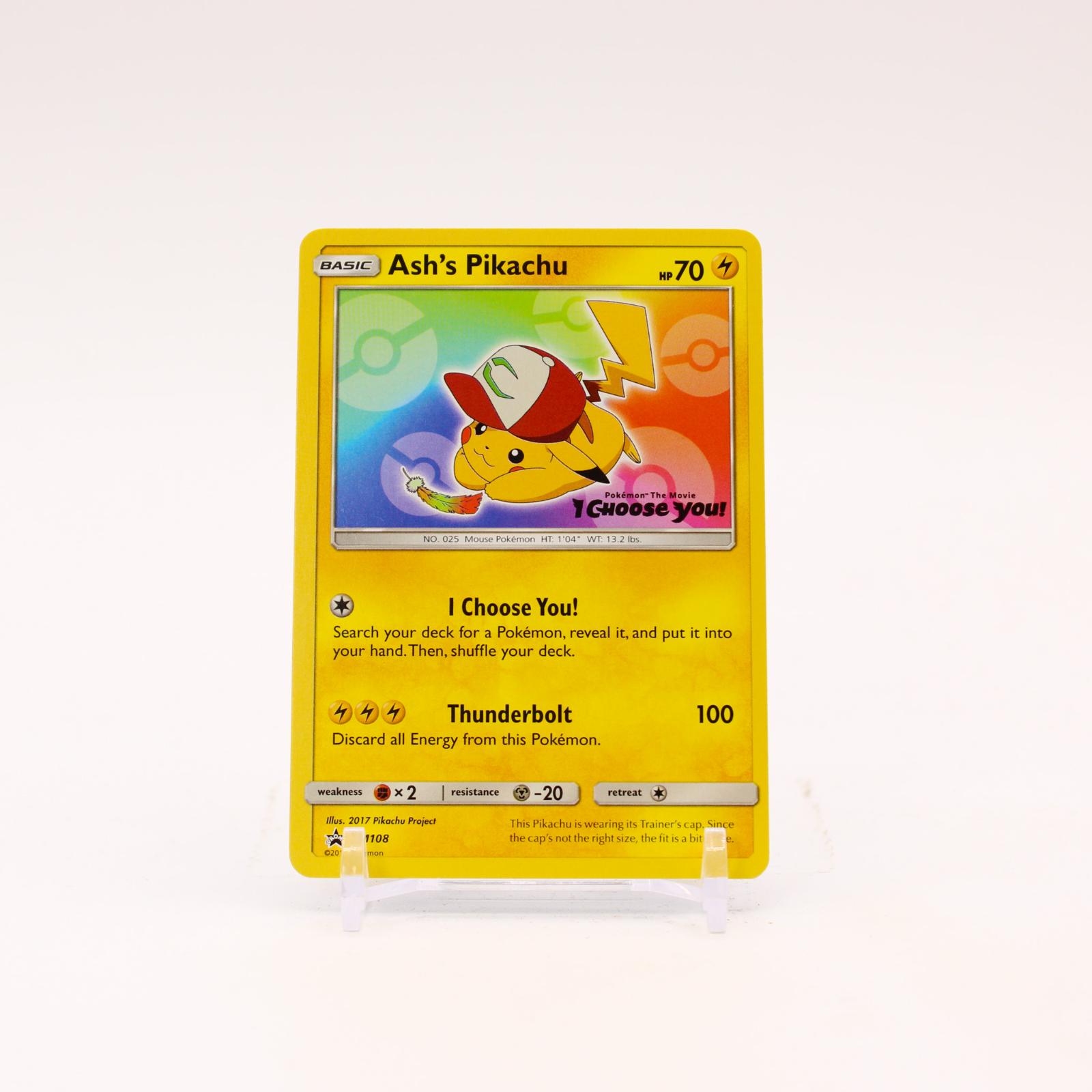 Ash's Pikachu - SM108 Sun & Moon Promo Pokemon - NM/LP