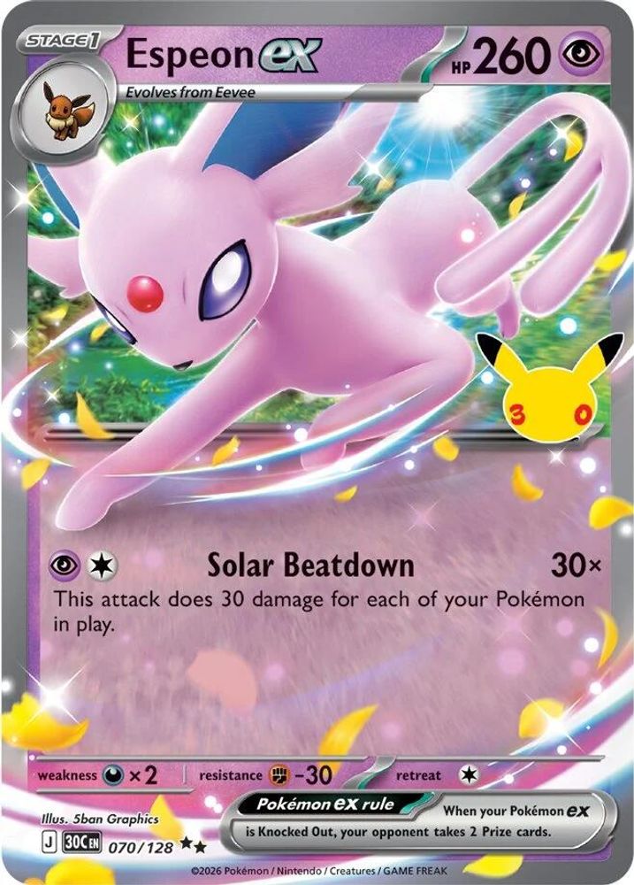 Espeon ex - 070/128 ME: 30th Celebration Double Rare Holo Pokemon - NM