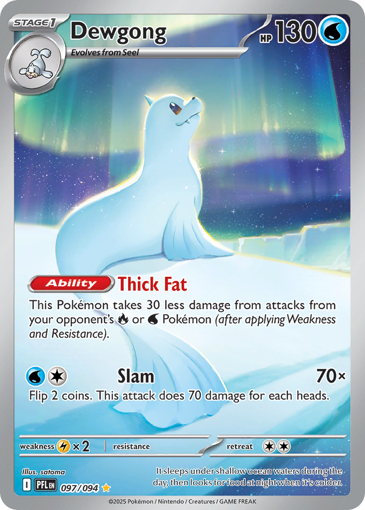 Dewgong - 097/094 Phantasmal Flames Illustration Rare Holo Pokemon - NM
