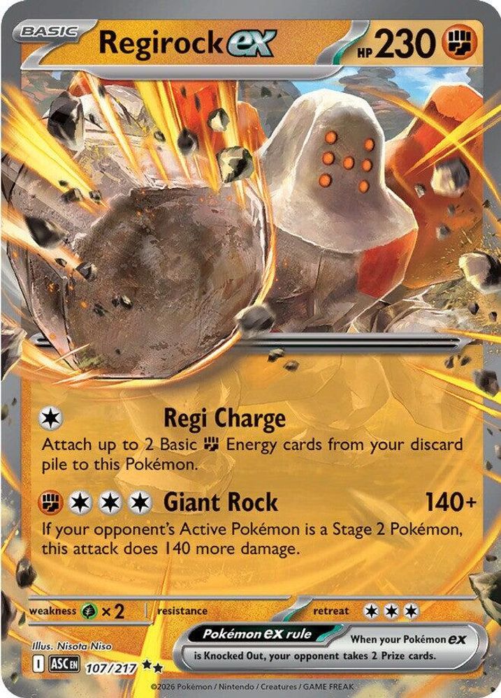 Regirock ex - 107/217 Ascended Heroes Double Rare Holo Pokemon - NM