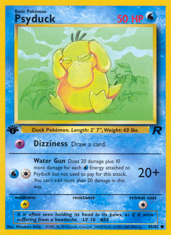 Psyduck - 65/82 Team Rocket Common Unlimited Pokemon - NM