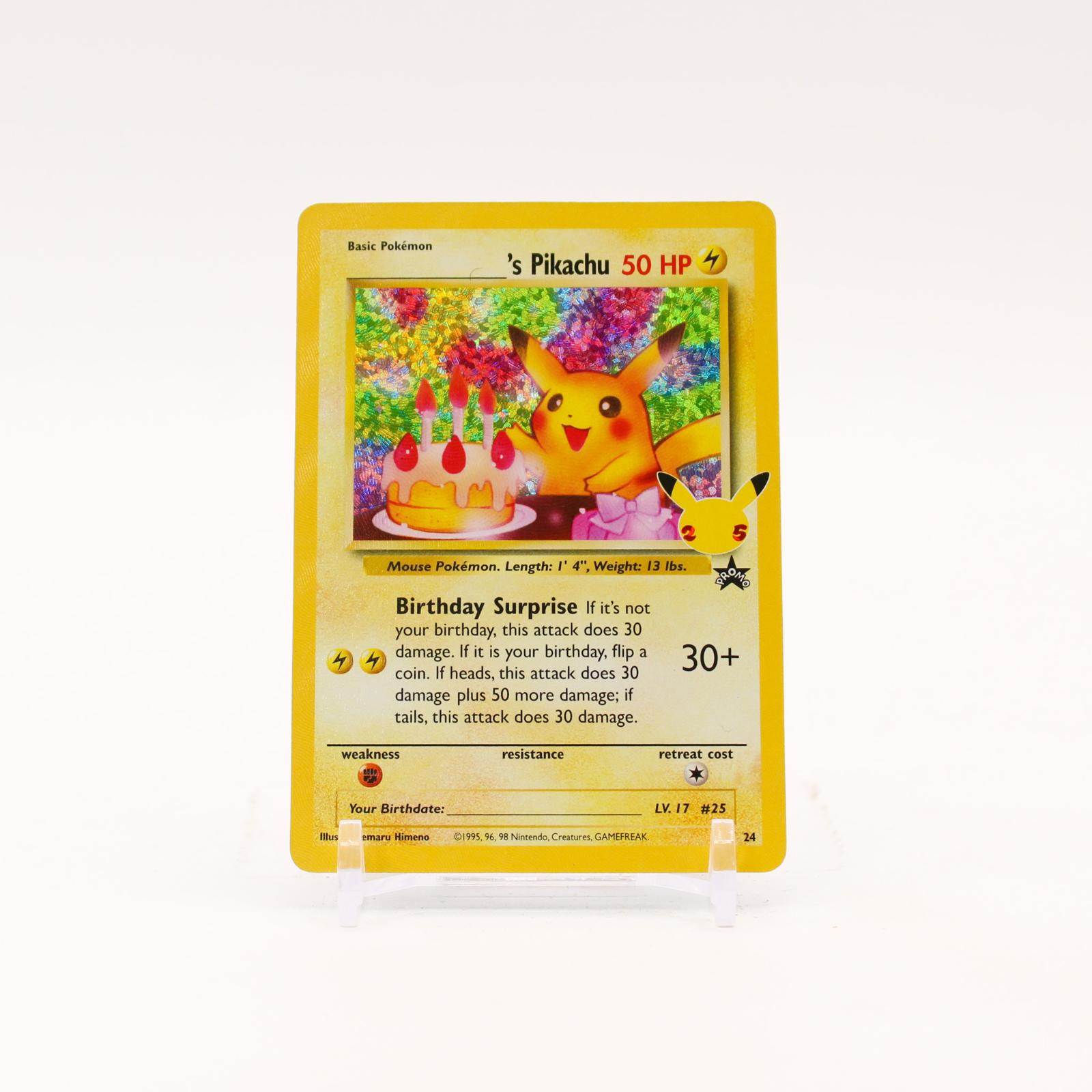 Birthday Pikachu - 24 Celebrations 25th Classic Collection Holo Pokemon - NM