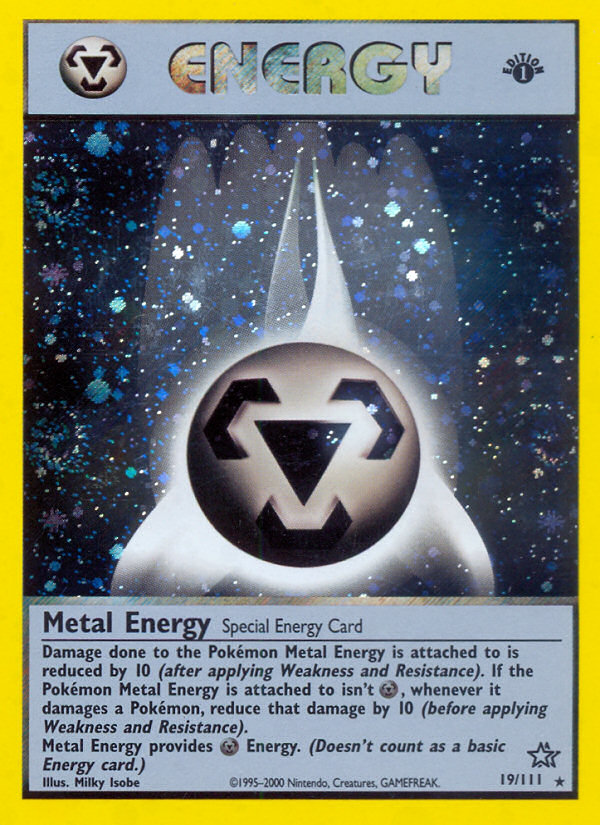 Metal Energy - 19/111 Neo Genesis Rare Unlimited Holo Pokemon - NM